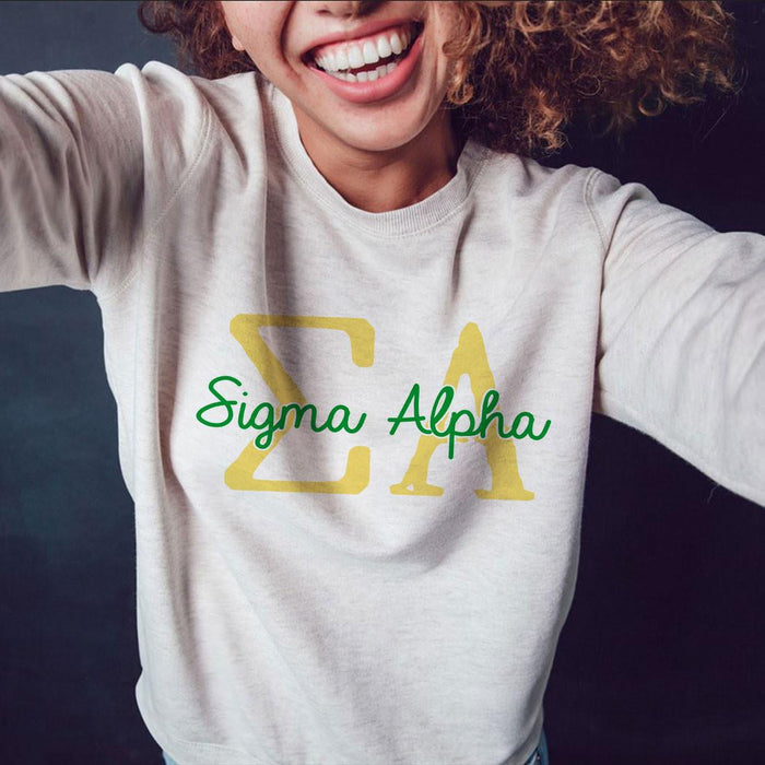 Printify Sigma Alpha Greek Type Crewneck Sweatshirts Sigma Alpha Greek Type Crewneck Sweatshirts