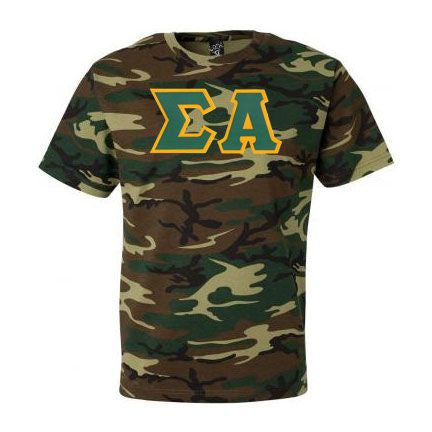 Discount Sigma Alpha Lettered Camouflage T Shirt DISCOUNT-Sigma Alpha Lettered Camouflage T-Shirt
