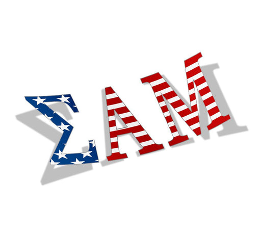 Sigma Alpha Mu Sigma Alpha Mu American Flag Greek Letter Sticker - 2.5