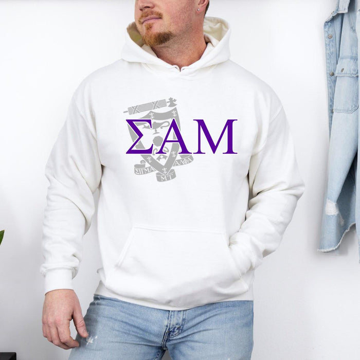 Printify Sigma Alpha Mu Crest World Famous Hooded Sweatshirt Sigma Alpha Mu Crest World Famous Hooded Sweatshirt
