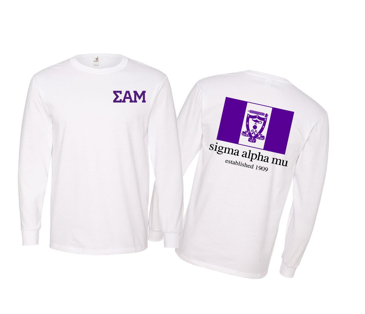 Greekgear Sigma Alpha Mu Flag Long Sleeve T Shirt Sigma Alpha Mu Flag Long Sleeve T-Shirt
