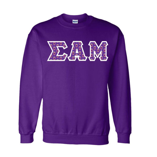 Sigma Alpha Mu Sigma Alpha Mu Fraternity Crest - Shield Twill Letter Crewneck Sweatshirt