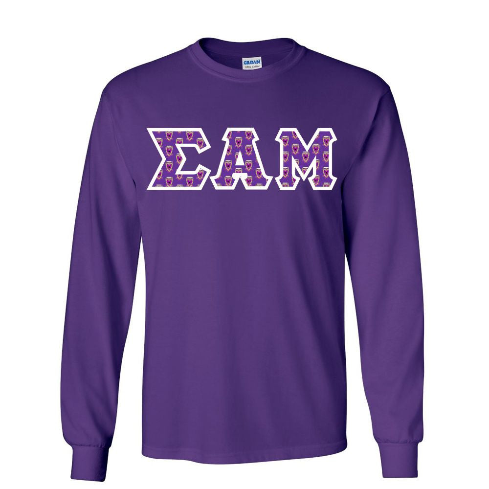 Sigma Alpha Mu Fraternity Crest Shield Twill Letter Longsleeve Tee Sigma Alpha Mu Fraternity Crest - Shield Twill Letter Longsleeve Tee
