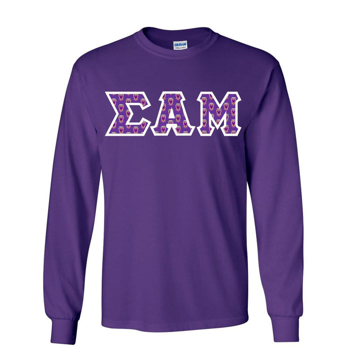 Sigma Alpha Mu Fraternity Crest Shield Twill Letter Longsleeve Tee Sigma Alpha Mu Fraternity Crest - Shield Twill Letter Longsleeve Tee