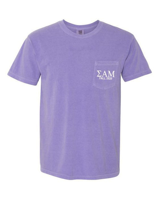 Sigma Alpha Mu Sigma Alpha Mu Greek Letter Comfort Colors Pocket Tee