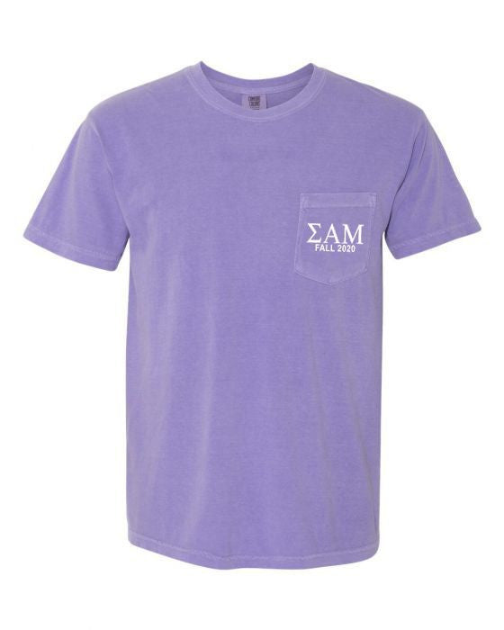 Sigma Alpha Mu Greek Letter Comfort Colors Pocket Tee Sigma Alpha Mu Greek Letter Comfort Colors Pocket Tee
