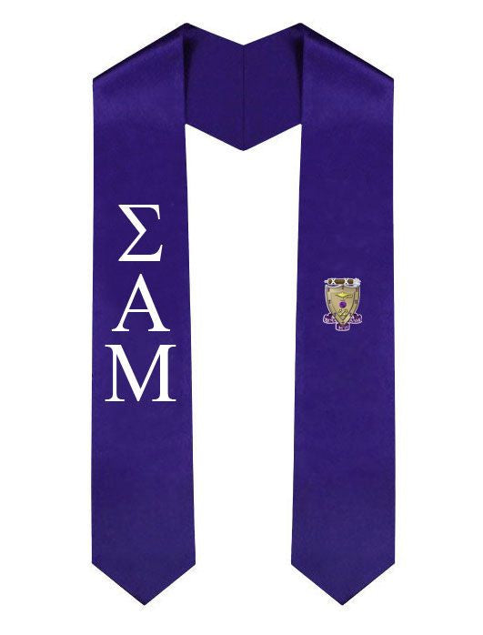 Sigma Alpha Mu Greek Lettered Graduation Sash Stole With Crest Sigma Alpha Mu Greek Lettered Graduation Sash Stole With Crest