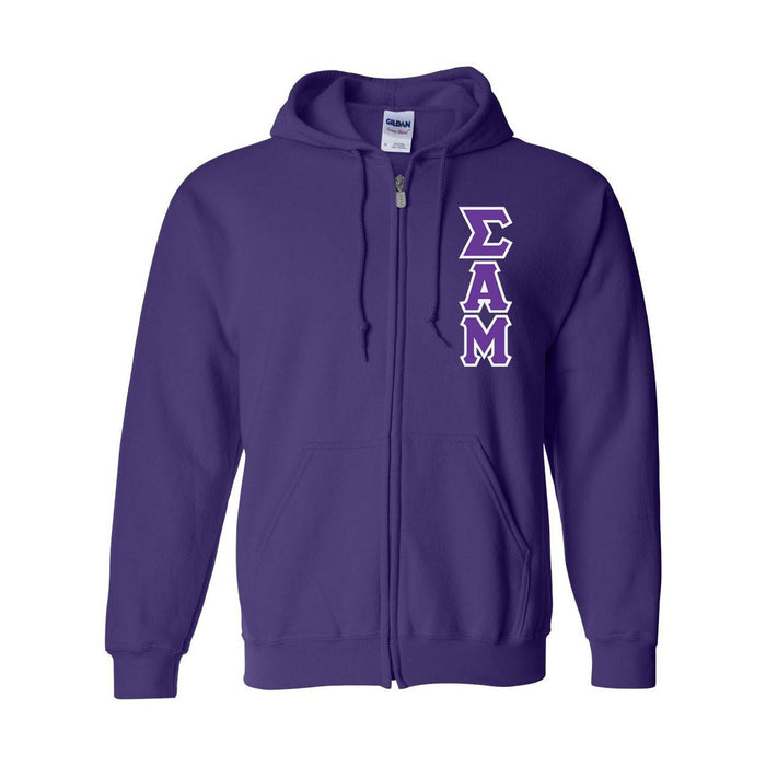 Sigma Alpha Mu Heavy Full Zip Hoodie 3" Letters Sigma Alpha Mu Heavy Full Zip Hoodie - 3