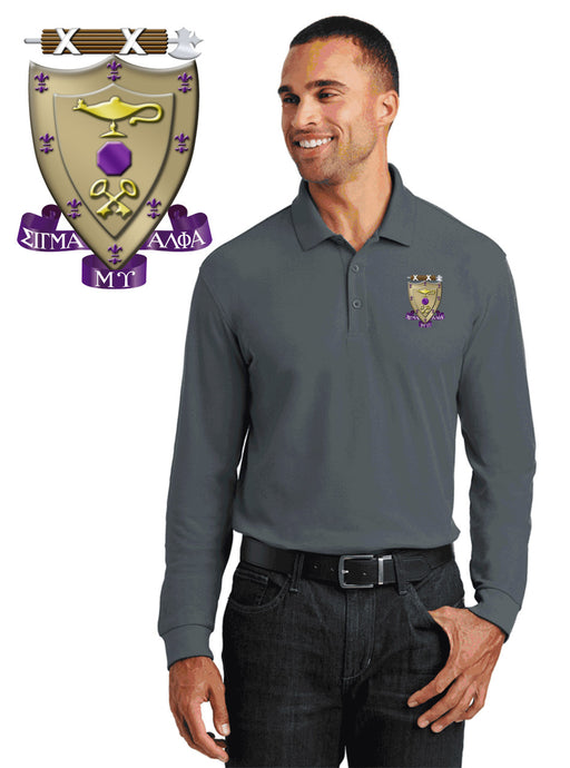 Sigma Alpha Mu DISCOUNT-Sigma Alpha Mu Emblem Long Sleeve Polo