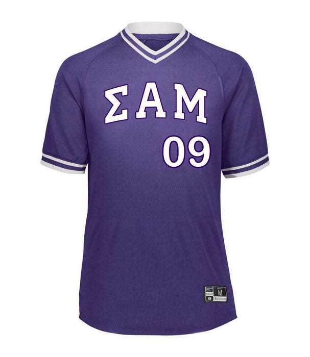 Sigma Alpha Mu Retro V Neck Baseball Jersey Sigma Alpha Mu Retro V-Neck Baseball Jersey
