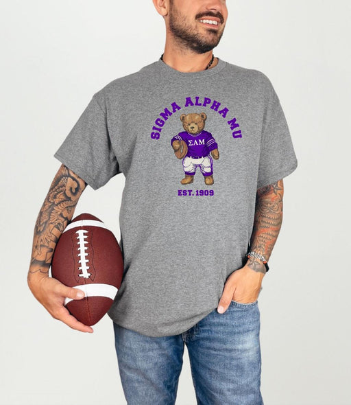 Sigma Alpha Mu Teddy Bear Football T-Shirt