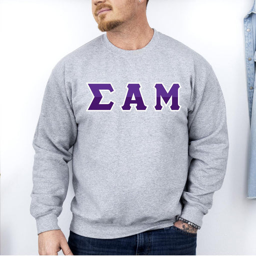 Sigma Alpha Mu Sigma Alpha Mu Two Toned Greek Lettered Crewneck Sweatshirts