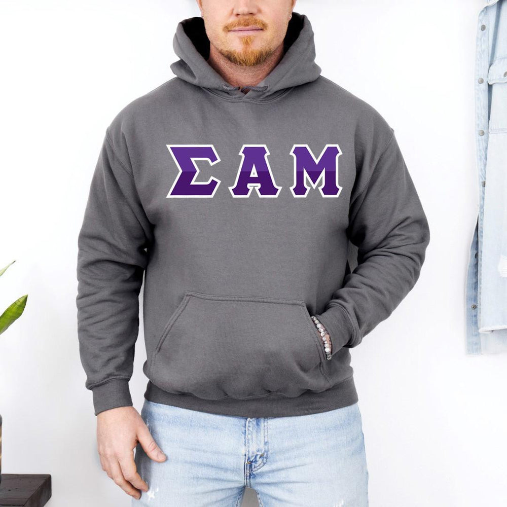 Printify Sigma Alpha Mu Two Toned Greek Lettered Hooded Sweatshirts Sigma Alpha Mu Two Toned Greek Lettered Hooded Sweatshirts