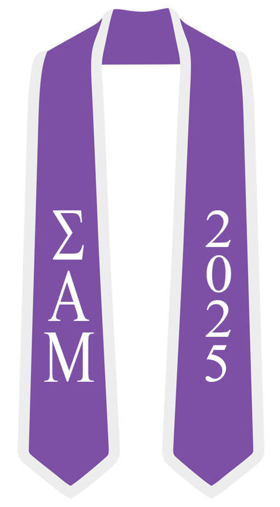 Discount Sigma Alpha Mu Greek 2 Tone Lettered Graduation Sash Stole W/ Year DISCOUNT-Sigma Alpha Mu Greek 2 Tone Lettered Graduation Sash Stole w/ Year