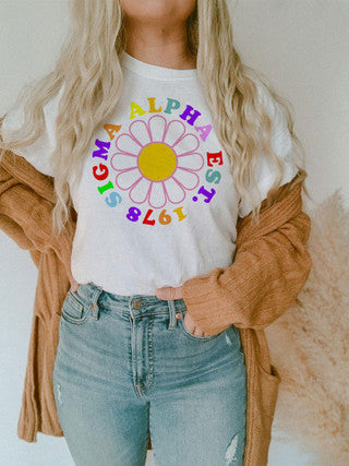 Sigma Alpha Rainbow Daisy Tees Sigma Alpha Rainbow Daisy Tees