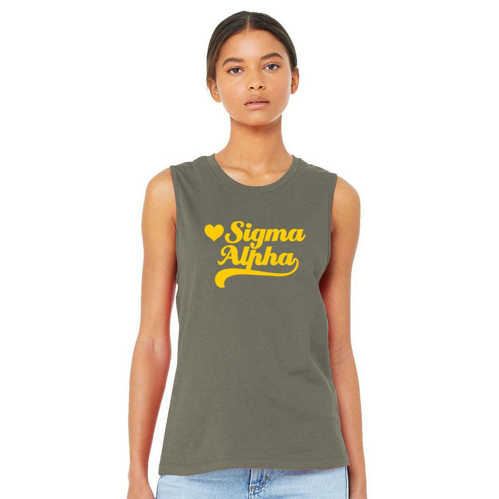 Printify Sigma Alpha Tail Heart Bella + Canvas Muscle Tank Sigma Alpha Tail Heart Bella + Canvas Muscle Tank