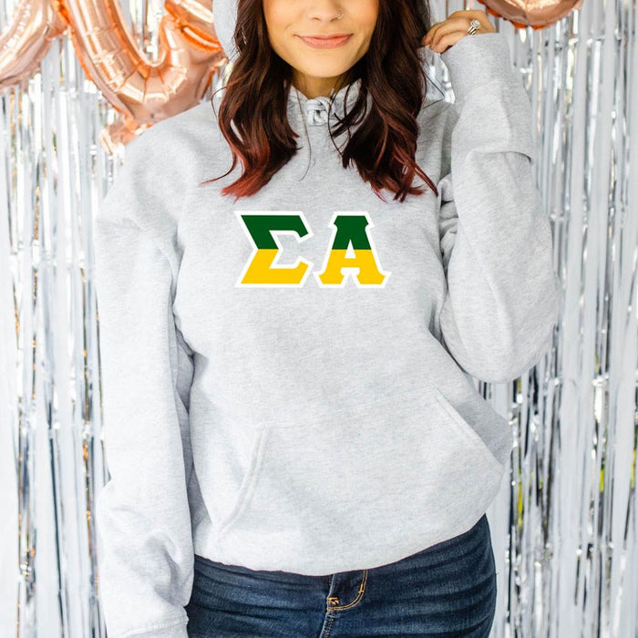 Printify Sigma Alpha Two Tone Lettered Hooded Sweatshirts Sigma Alpha Two Tone Lettered Hooded Sweatshirts