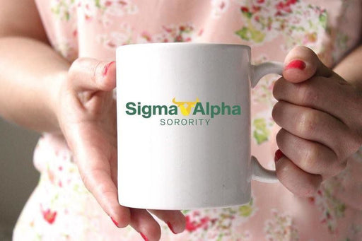 Sigma Alpha Sigma Alpha White Mascot Coffee Mug - Personalized!