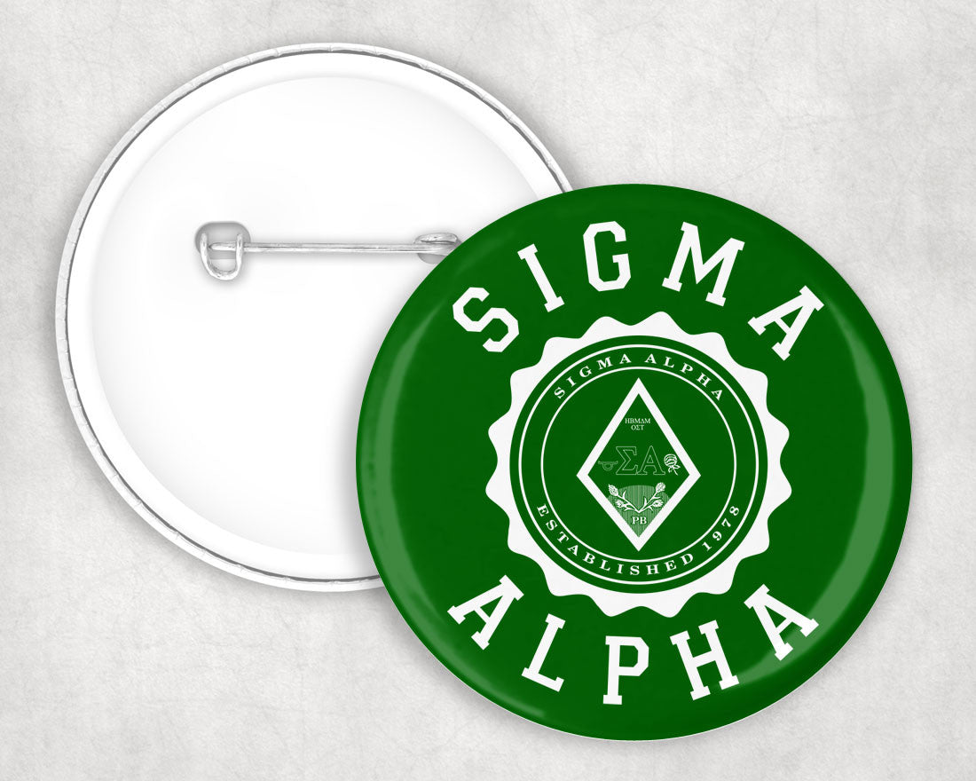 Sigma Alpha Seal Crest Pin Buttons — GreekU