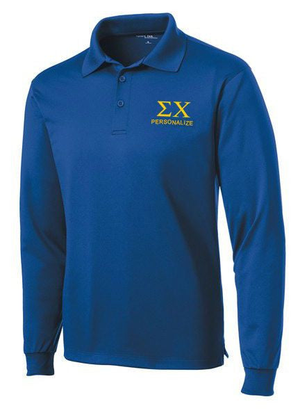 Sigma Chi $35 World Famous Long Sleeve Dry Fit Polo Sigma Chi-World Famous Long Sleeve Dry Fit Polo
