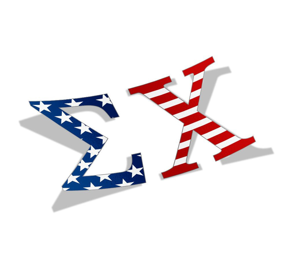 Sigma Chi American Flag Greek Letter Sticker 2.5" Tall Sigma Chi American Flag Greek Letter Sticker - 2.5