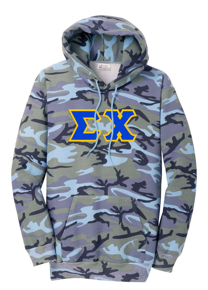 Discount Sigma Chi Camo Pullover Hooded Sweatshirt DISCOUNT-Sigma Chi Camo Pullover Hooded Sweatshirt
