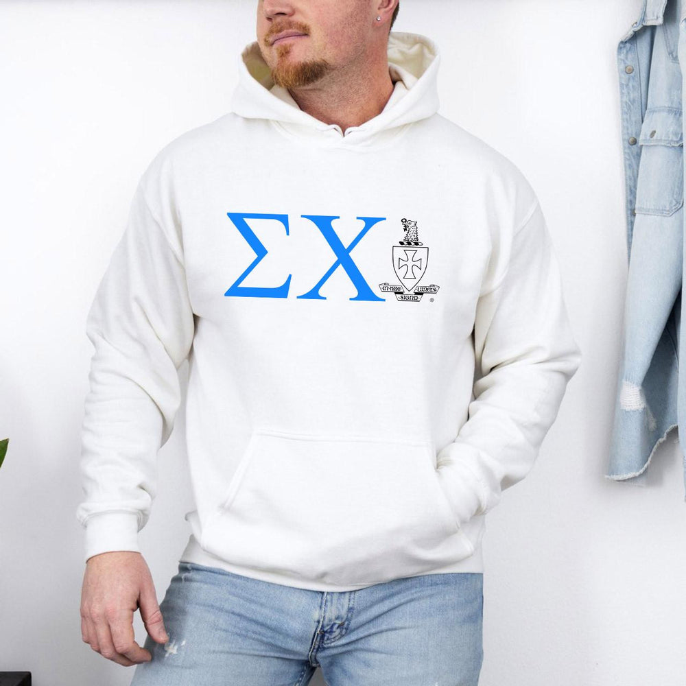 Printify Sigma Chi Crest World Famous Hooded Sweatshirt Sigma Chi Crest World Famous Hooded Sweatshirt
