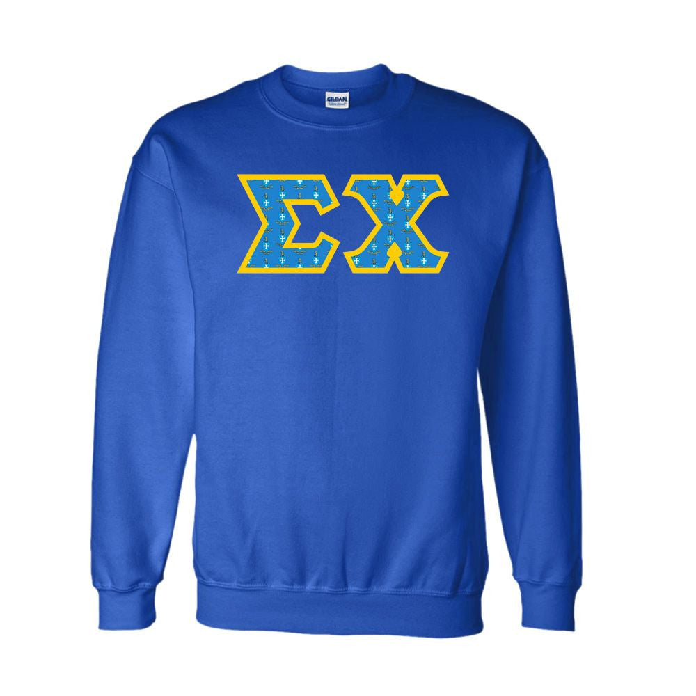 Sigma Chi Fraternity Crest Shield Twill Letter Crewneck Sweatshirt Sigma Chi Fraternity Crest - Shield Twill Letter Crewneck Sweatshirt