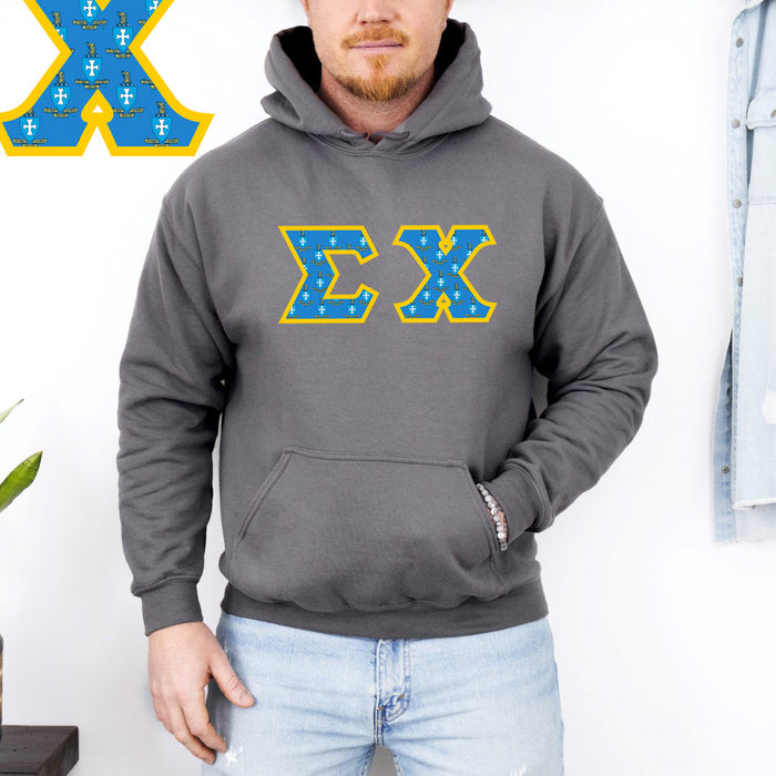 Sigma Chi Fraternity Crest Shield Twill Letter Hooded Sweatshirt Sigma Chi Fraternity Crest - Shield Twill Letter Hooded Sweatshirt