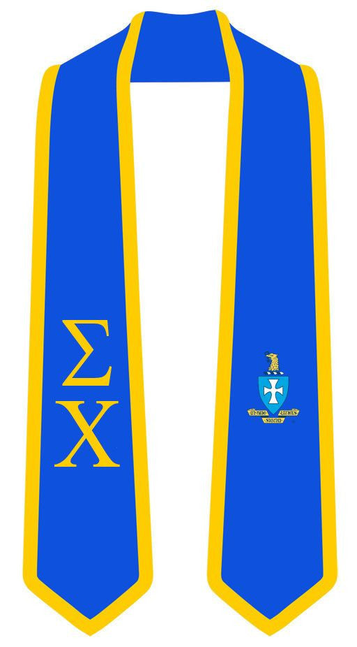 Discount Sigma Chi Greek 2 Tone Lettered Graduation Sash Stole DISCOUNT-Sigma Chi Greek 2 Tone Lettered Graduation Sash Stole