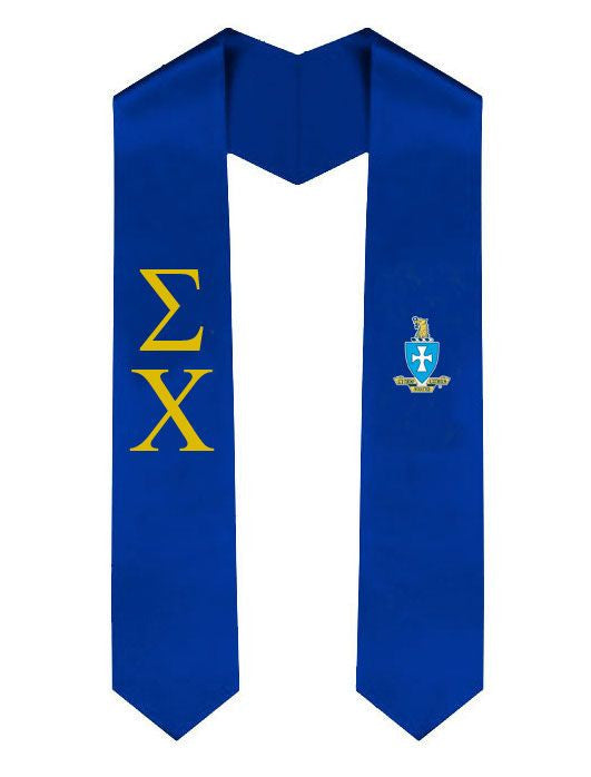 Sigma Chi Greek Lettered Graduation Sash Stole With Crest Sigma Chi Greek Lettered Graduation Sash Stole With Crest
