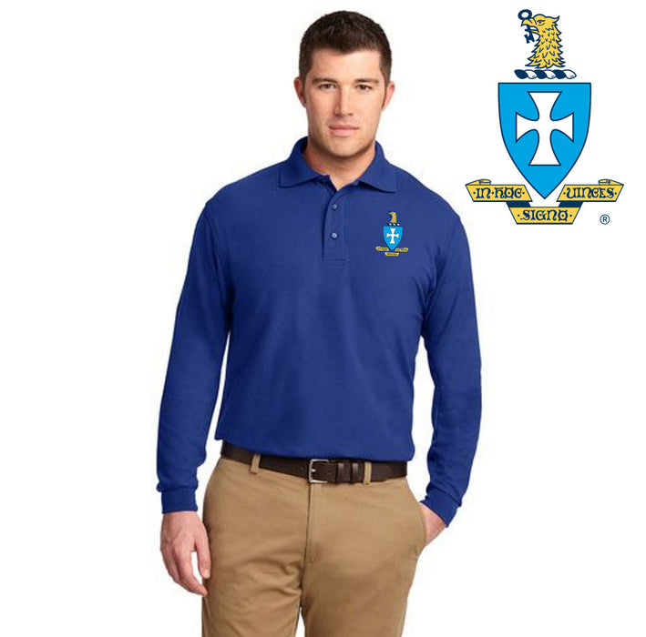Discount Sigma Chi Emblem Long Sleeve Polo DISCOUNT-Sigma Chi Emblem Long Sleeve Polo