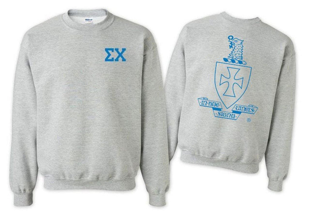 Printify Sigma Chi World Famous Crest Shield Crewneck Sweatshirts Sigma Chi World Famous Crest - Shield Crewneck Sweatshirts