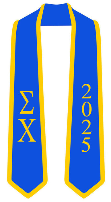 Discount Sigma Chi Greek 2 Tone Lettered Graduation Sash Stole W/ Year DISCOUNT-Sigma Chi Greek 2 Tone Lettered Graduation Sash Stole w/ Year