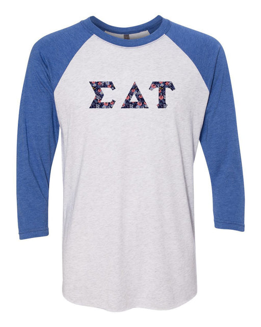 Sigma Delta Tau Sigma Delta Tau Unisex Tri-Blend Three-Quarter Sleeve Baseball Raglan Tee