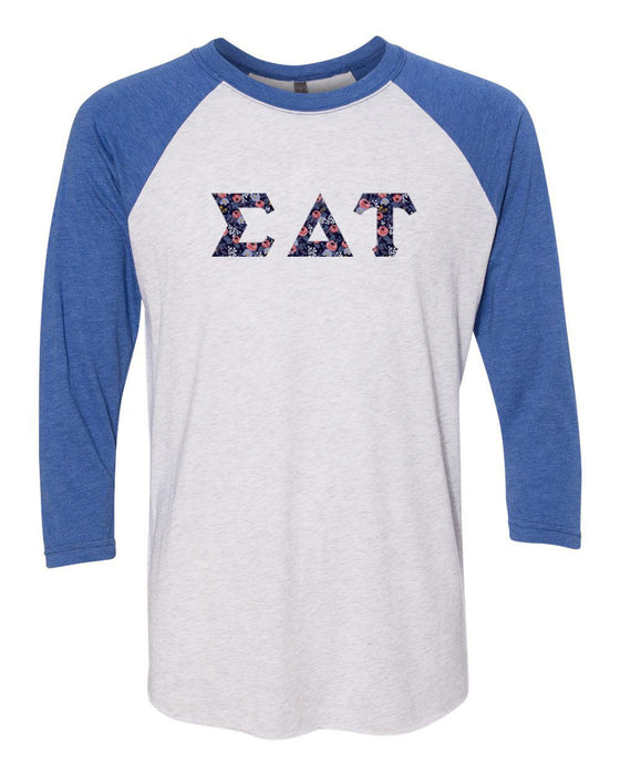 Sigma Delta Tau Unisex Tri Blend Three Quarter Sleeve Baseball Raglan Tee Sigma Delta Tau Unisex Tri-Blend Three-Quarter Sleeve Baseball Raglan Tee