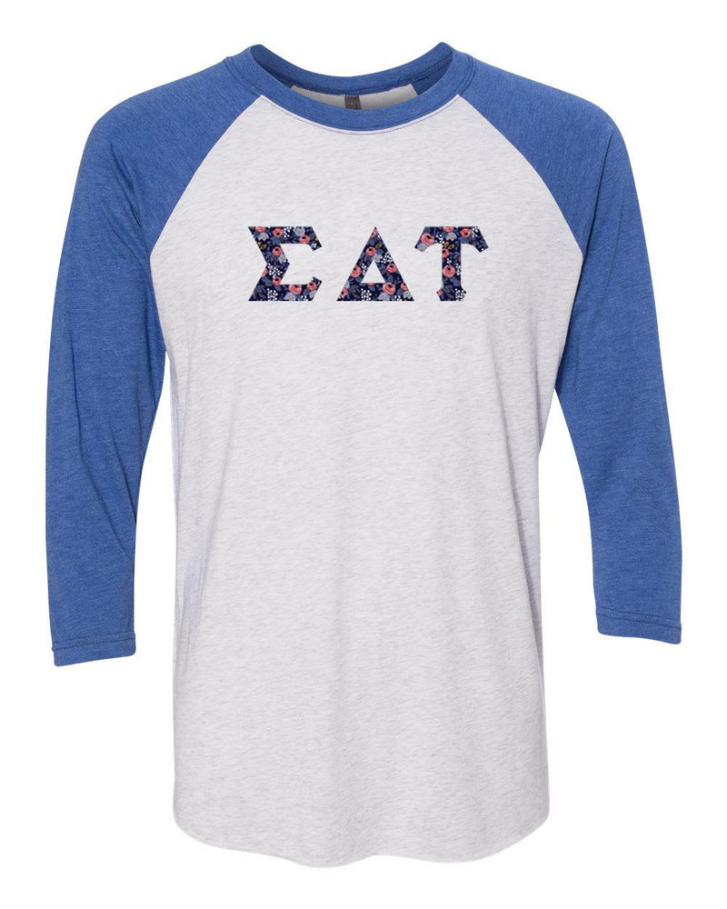 Sigma Delta Tau Unisex Tri Blend Three Quarter Sleeve Baseball Raglan Tee Sigma Delta Tau Unisex Tri-Blend Three-Quarter Sleeve Baseball Raglan Tee