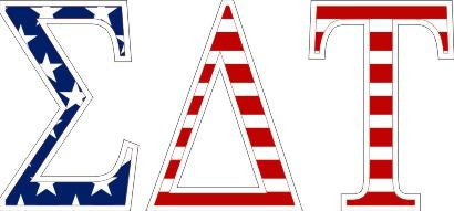 Sigma Delta Tau American Flag Greek Letter Sticker 2.5" Tall Sigma Delta Tau American Flag Greek Letter Sticker - 2.5