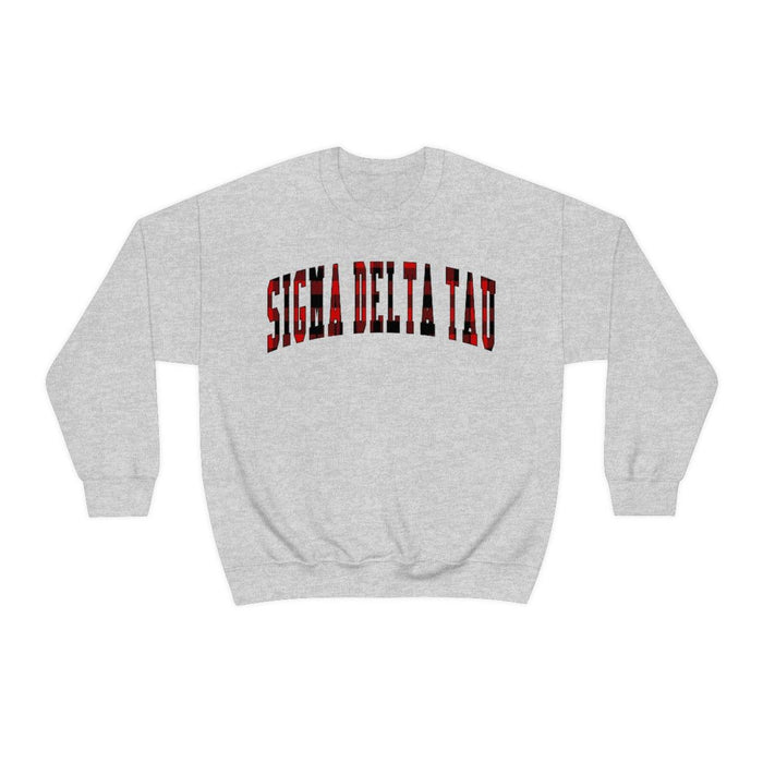 Printify Sigma Delta Tau Christmas Plaid Nickname Crewnecks Sigma Delta Tau Christmas Plaid Nickname Crewnecks