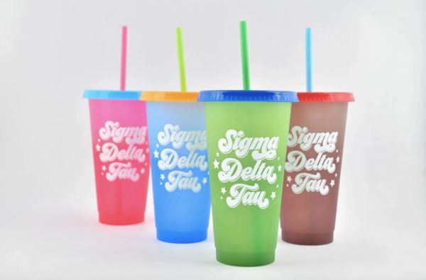 Sigma Delta Tau Color Changing Cups (set Of 4) Sigma Delta Tau Color Changing Cups (Set of 4)