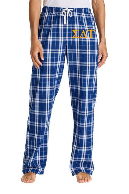 Sigma Delta Tau Flannel Lettered Plaid Pj's Sigma Delta Tau Flannel Lettered Plaid PJ's