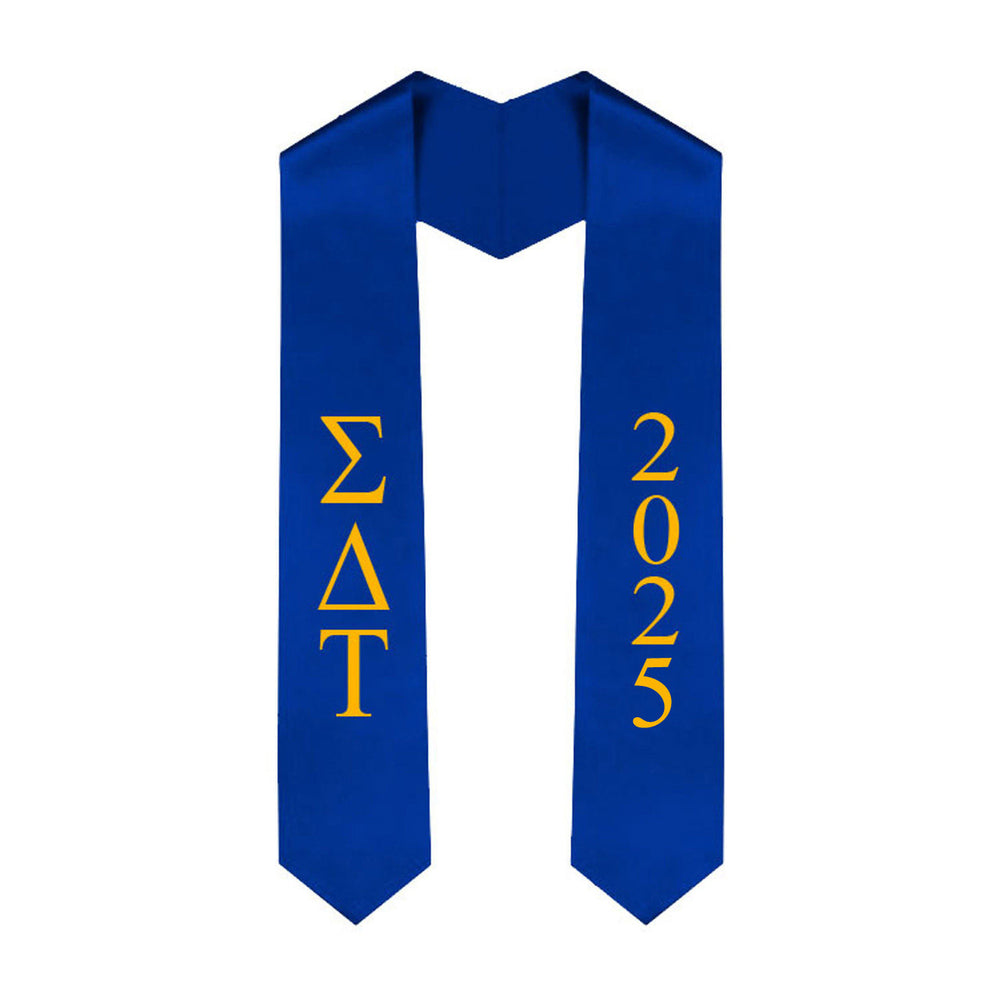 Sigma Delta Tau Greek Lettered Graduation Sash Stole With Year Best Value Sigma Delta Tau Greek Lettered Graduation Sash Stole With Year - Best Value