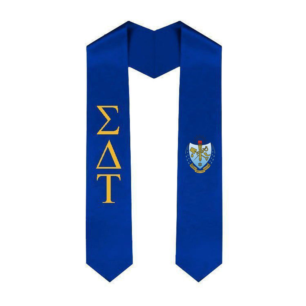 Sigma Delta Tau Greek Lettered Graduation Sash Stole With Crest Sigma Delta Tau Greek Lettered Graduation Sash Stole With Crest