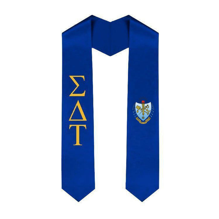 Sigma Delta Tau Greek Lettered Graduation Sash Stole With Crest Sigma Delta Tau Greek Lettered Graduation Sash Stole With Crest