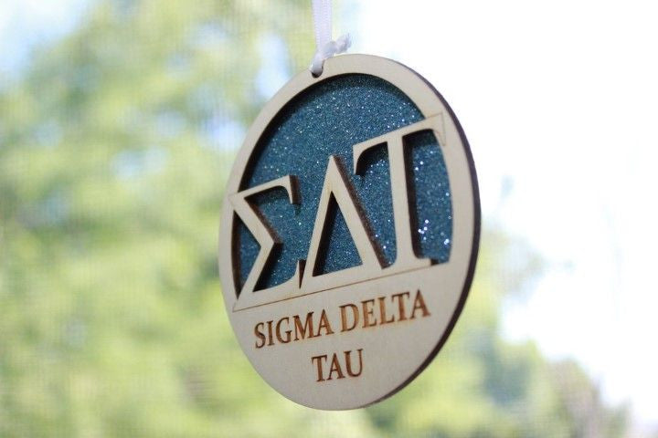 Sigma Delta Tau Laser Carved Greek Letter Ornament 3" Round Sigma Delta Tau Laser Carved Greek Letter Ornament - 3