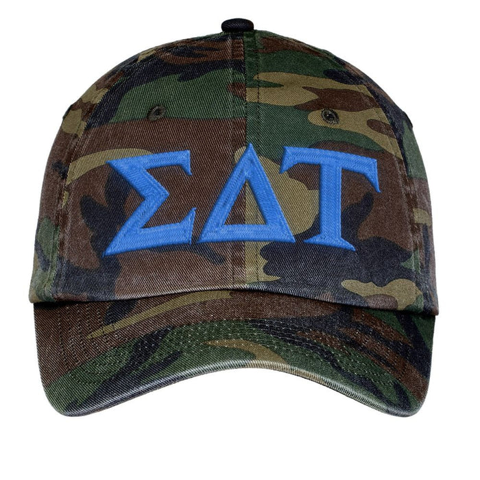 Sigma Delta Tau Lettered Camouflage Hat Sigma Delta Tau Lettered Camouflage Hat