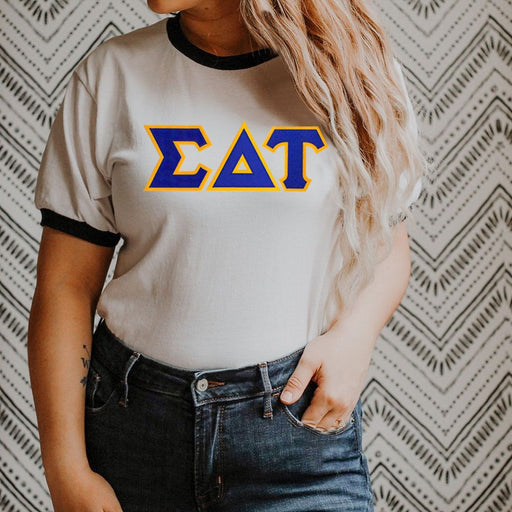 Sigma Delta Tau DISCOUNT-Sigma Delta Tau Lettered Ringer Shirt