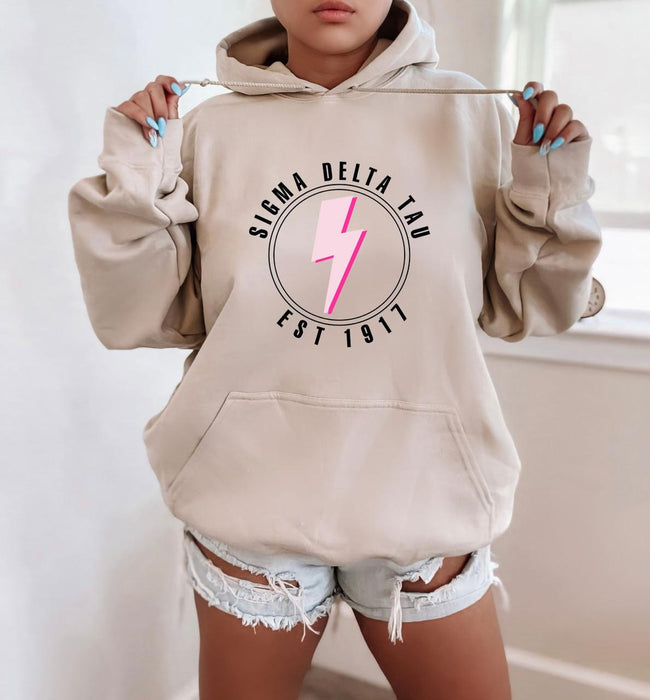 Sigma Delta Tau Lightning Greek Hoodie Sigma Delta Tau Lightning Greek Hoodie