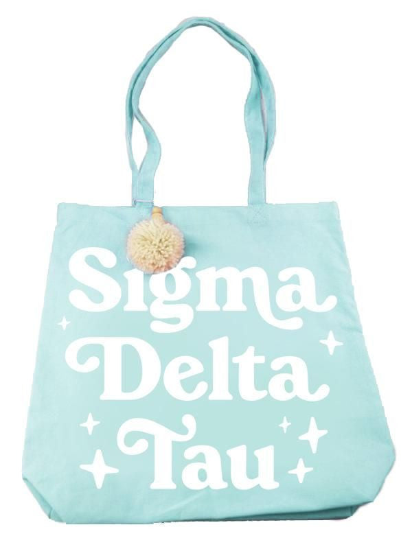 Sigma Delta Tau Retro Pom Pom Tote Bag Sigma Delta Tau Retro Pom Pom Tote Bag