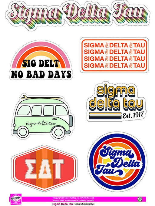 Kappa Kappa Gamma Sigma Delta Tau Retro Sticker Sheet